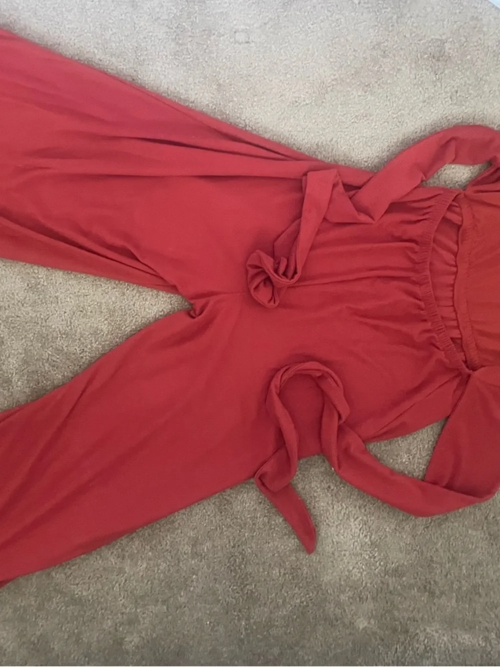 Loft Wide-Leg Jumpsuit with Spaghetti Straps spring boho size large READD>>> - Picture 6 of 12